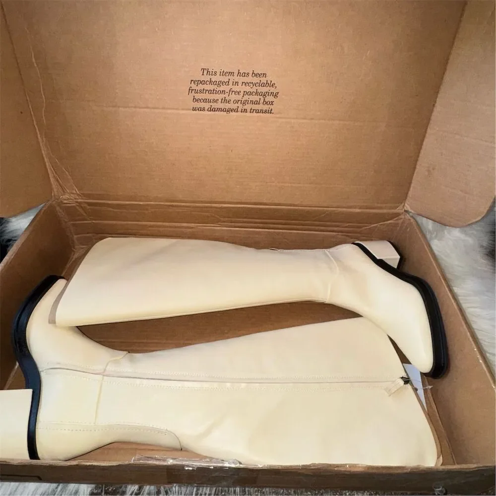 Franco Sarto Women's Dorica Wide Calf Ivory Over the Knee Riding Boots Size 7.5‎